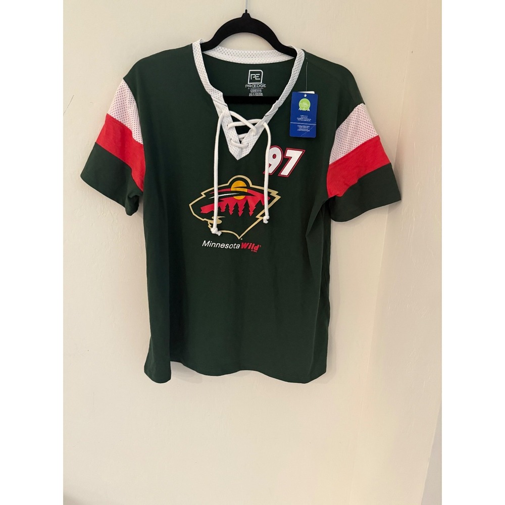 Women's Minnesota Wild Kirill Kaprizov #97 Proedge Laced-Hockey T-shirt- L-NWT